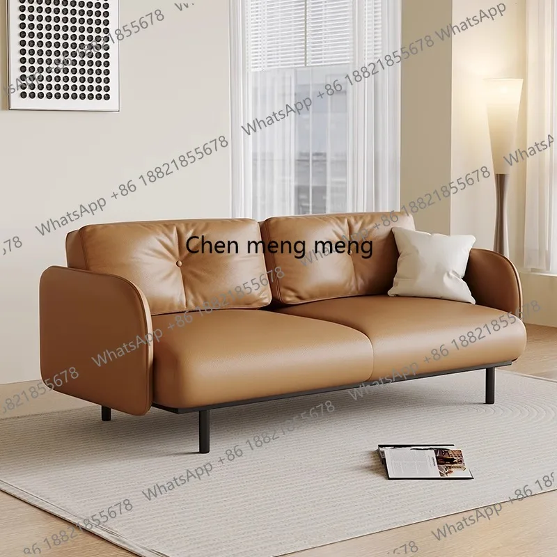 

Nordic simple multi-person sofa living room balcony home bed and breakfast, French retro leather sofa