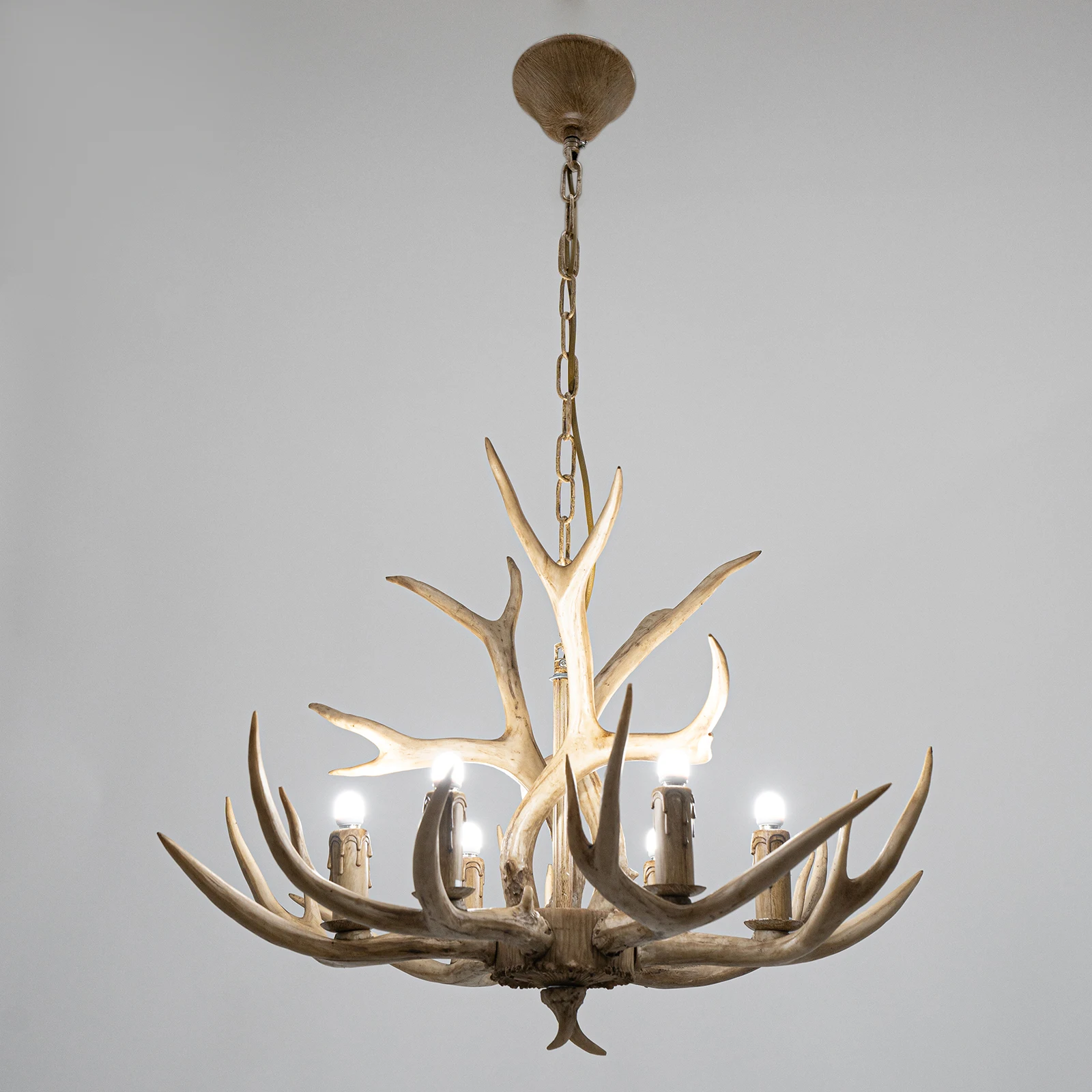 6-Heads Resin Antler Chandelier Restauran Lamp for Living Dining Room Bars Hotel Decor Lighting Fixtures