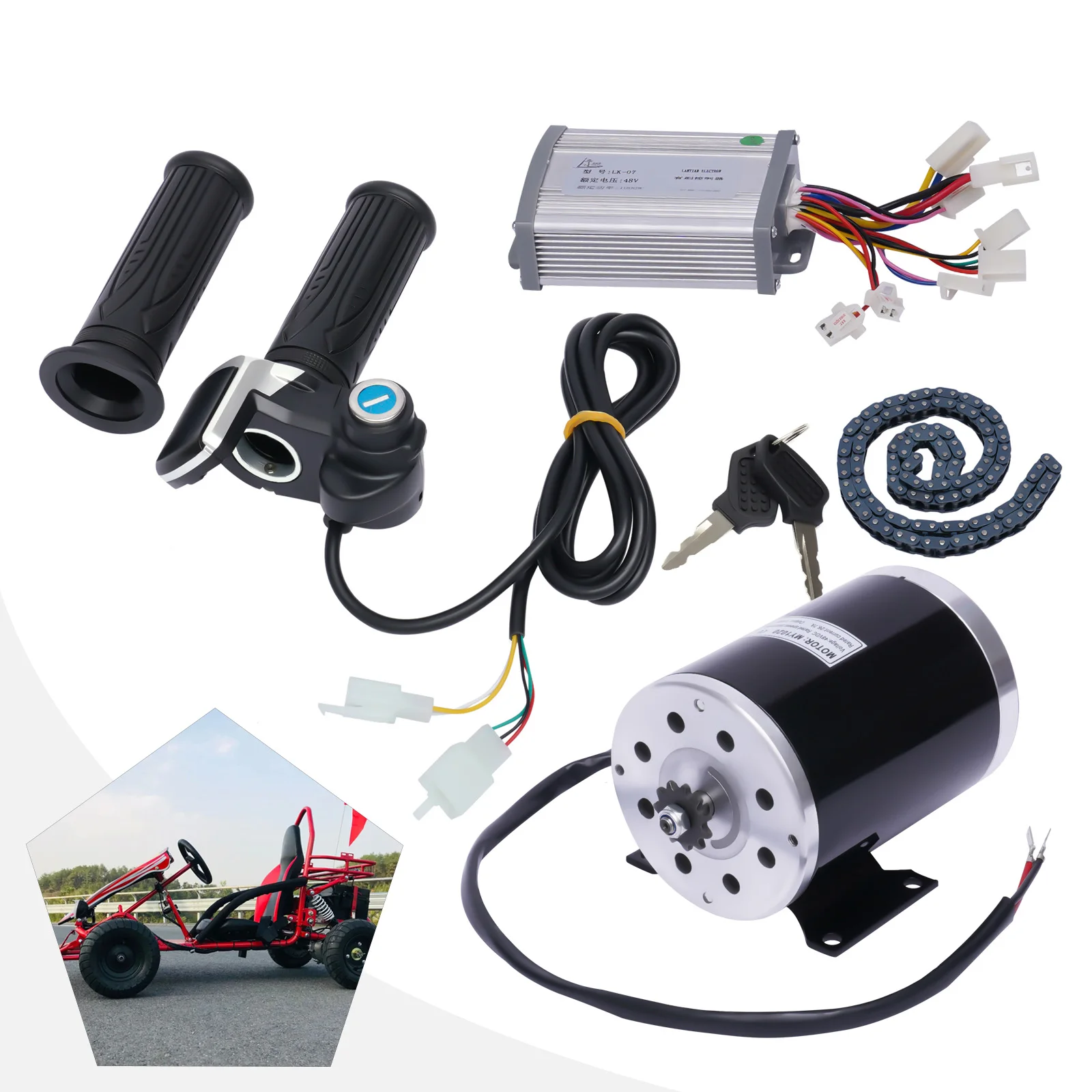 

Brushed Motor Controller Kit for Electric Bike, E-bike Conversion Kit, Scooter and Skateboard, 48V, 1000W