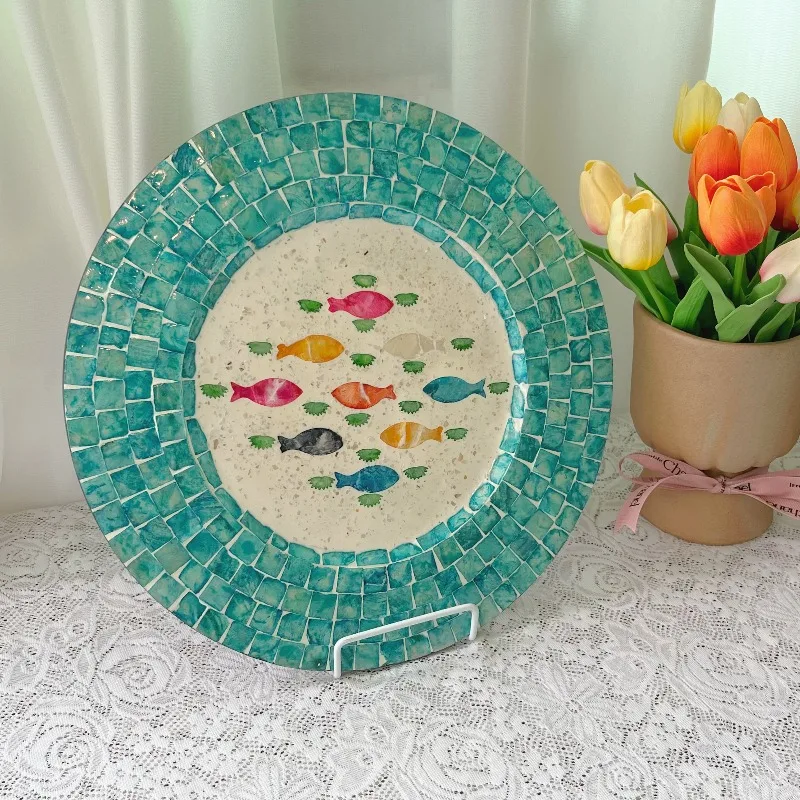 Creative Resin Handmade Shell Fish Tray Ornaments Living Room Entrance Bedroom Dining Table Jewelry Plate Crafts Birthday Gifts