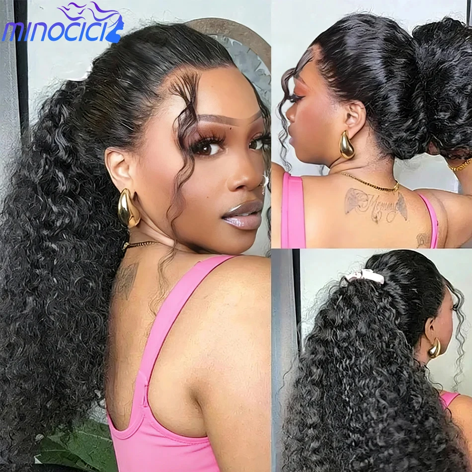 

40 Inch Deep Wave 360 Full Lace Wigs Human Hair 100% Pre Plucked Hd 250 Density Invisible Strap Curly Wigs 360 Lace Frontal Wig