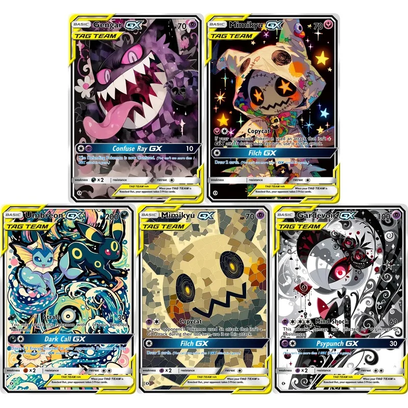 Cards Mimikyu Gengar Gardevoir Umbreon PTCG Cards Creativity Rare Holo Anime Collection Cards PGift
