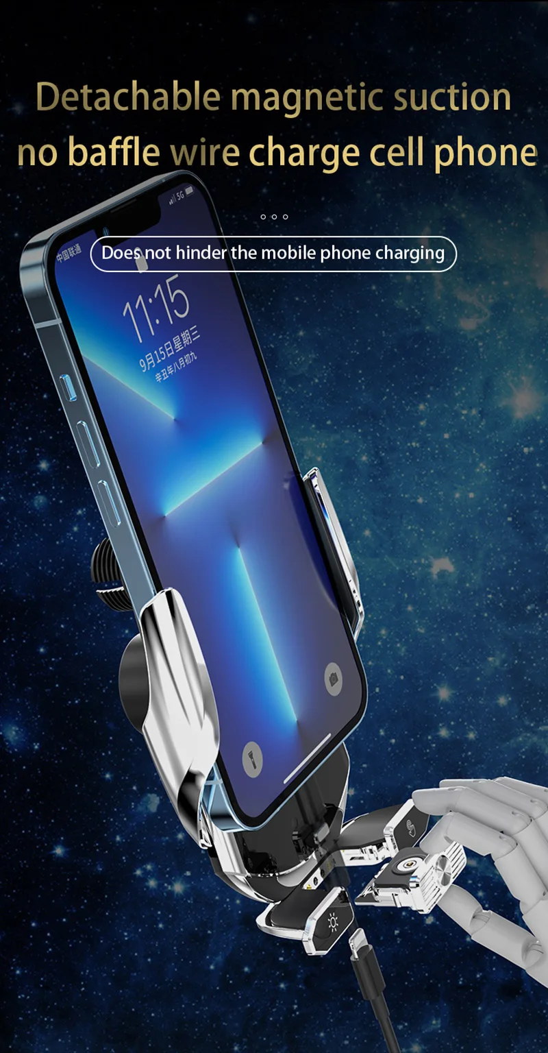 Auto Drahtlose Ladegerät Magnetische Automatische Infrarot Induktion Schnelle Aufladung Für iPhone Xiaomi Samsung Auto Halterung Telefon Halter – Detail 11