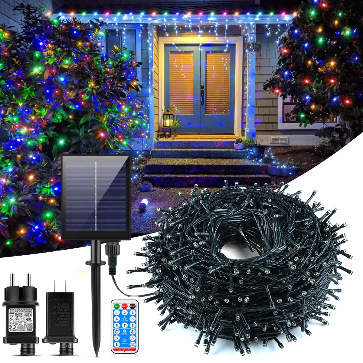 

10M-100M уличные садовые гирлянды, водостойкая солнцезащитная лампа для газона для рождественского декора, вилка солнечной батареи/ЕС/США, источник питания для зарядки