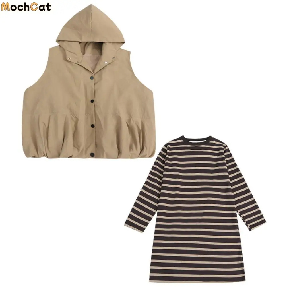 

Two Pieces Set Y2K Children's Wear Suit Slim Fit Sweet Waistcoat Dress Suit Teens Autumn Summer Girls Clothes Set Students