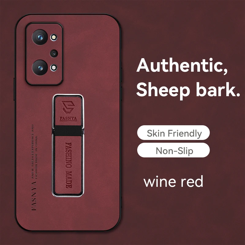 Shockproof Soft Phone Case for Realme GT 2 3 Luxury Matte Slim Back Cover with Holder for Realme GT Neo 2 3 3T Leather Case