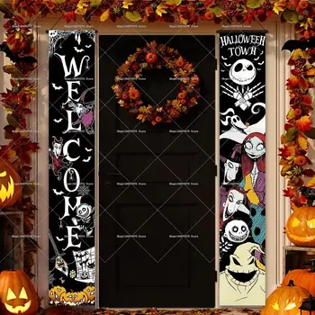 1ks šťastný halloween veranda banner visící noční můra před Vánoci domácí pokoj vánoční dekorace párty potřeby 8 nejlepší prodej noční můra před Vánoci vánoční dekorace - №8