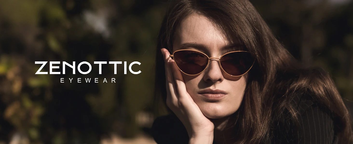 ZENOTTIC Damenmode, kleine Katzenaugen-Sonnenbrille, modisch, schmaler Metallrahmen, polarisierte Sonnenbrille, UV-Schutz für Damen – Detail 3