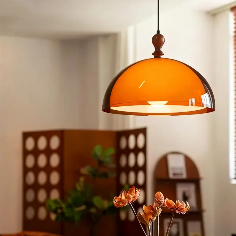 

LINCCW Vintage Brown Pendant Light With Dark Wood Ceiling pendant Lamp decoration DiningRoom Bedroom Cafe Ceiling chandelier