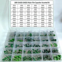 36Values Capacitor Kit 100V 2A102J - 2A823J Polyester Film Capacitor Assorted Kit 0.47nF 0.68nF 1nF 2.2nF Capacitors Box