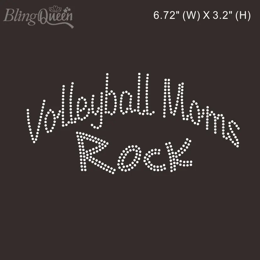 

BlingQueen-Iron On Rhinestone Designs, Volleyball Mom Rock Design, Hot Fix Strass Appliques, 25Pcs Lot