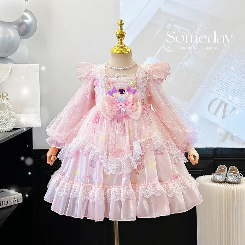 

Anime My Melody Children's Dress Halloween Costume Lolita Pink Girl Birthday Party Clothing Princess Dresses Cartoon Gift