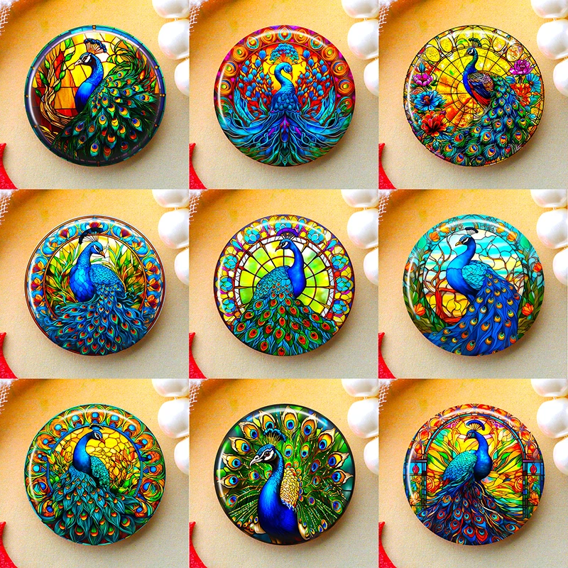 

2026 8-50 мм DIY Комплект для изготовления ювелирных изделий: аксессуары для подвесок, стеклянные кабошоны с фото, круглые камеи, основы ручной работы, камень «Павлин» A01