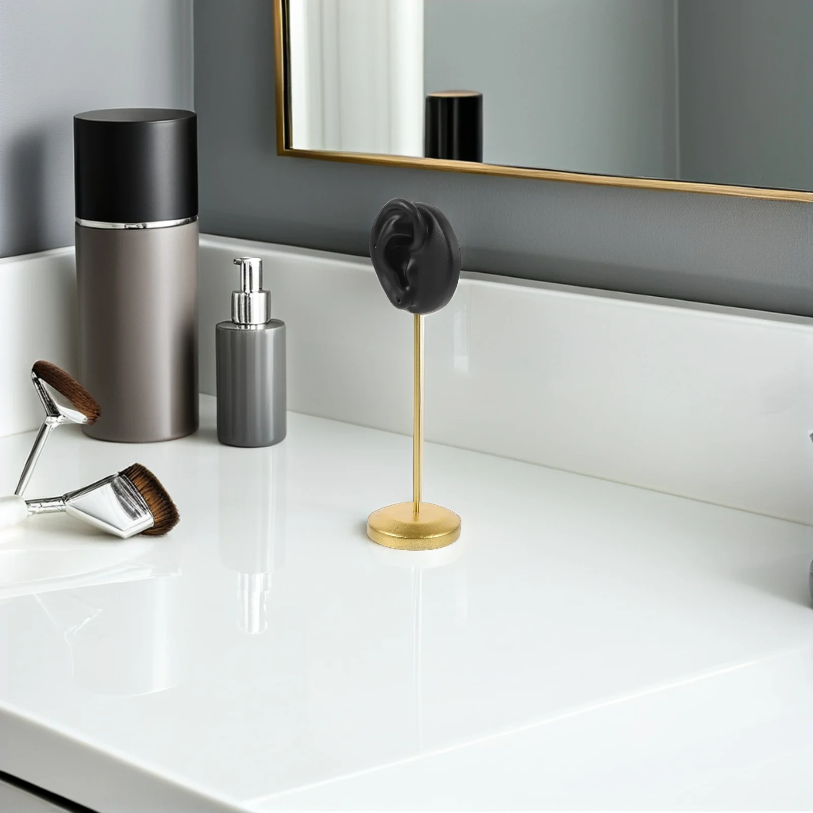 2Pcs Ear Shaped Earring Display Stand Dual Hole Design Durable Resin Material for Selling Jewelry Showcase Holder