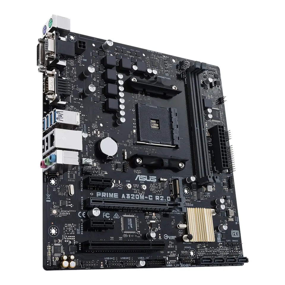 لوحة أم ASUS PRIME A320M-C R2.0 مقبس AM4 شريحة A320M ذاكرة DDR4 حتى 32 جيجابايت دعم M.2 متوافق مع معالجات Ryzen 5 5600 وRyzen 5700 وRyzen 2600 وRyzen 7 3700 مقاس Micro ATX - 3