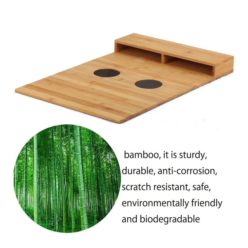 

ABAH-Couch Cup Holder Wood Multifunction TV Remote Holder Furniture Storage Bag Multi Foldable Couch Tray