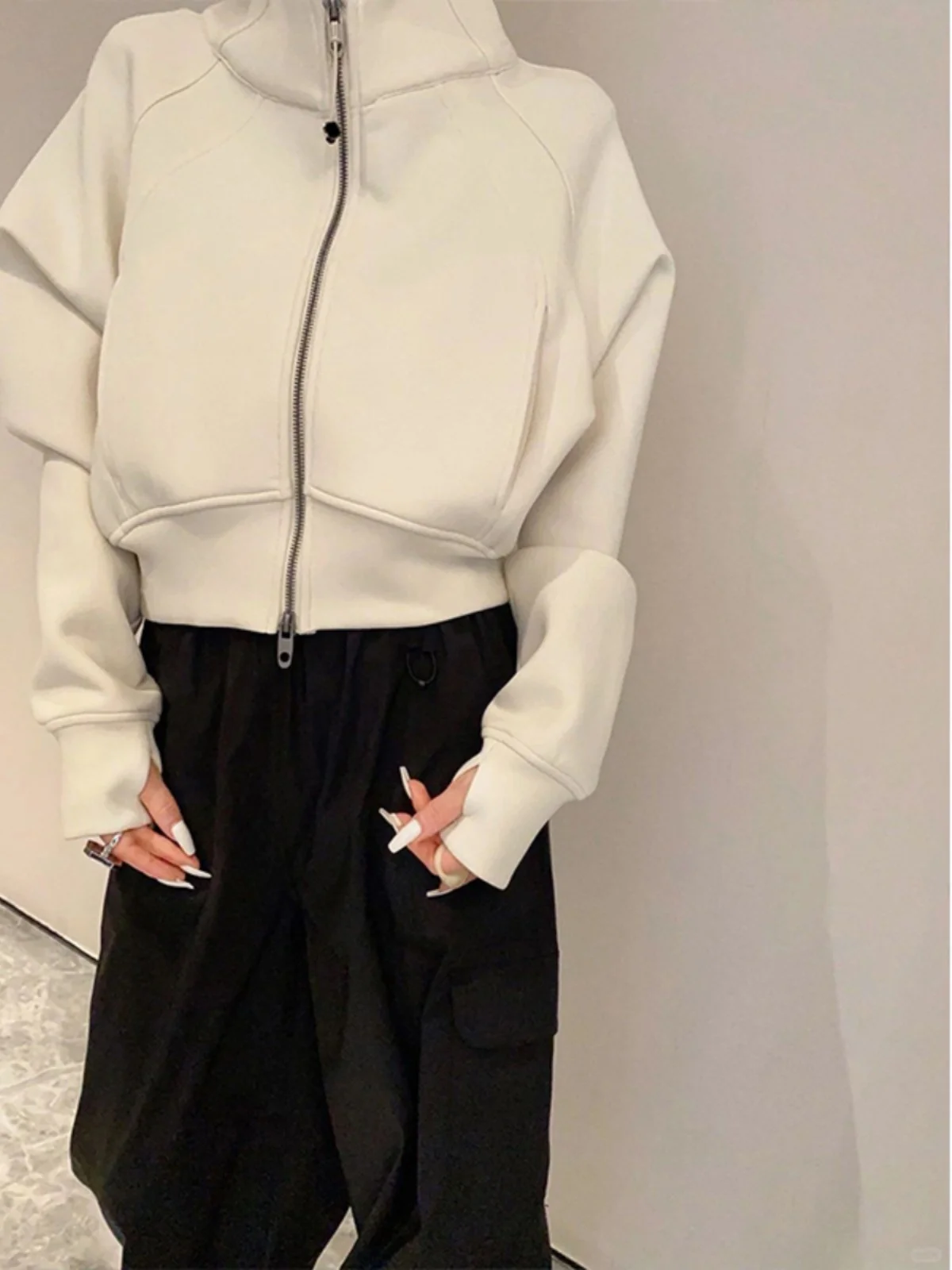 

Dongda Gate ort Hooded Jaet Women's Zipper Sweatirt Design Sensation Small Size Fem Outerwear Polyester Fiber