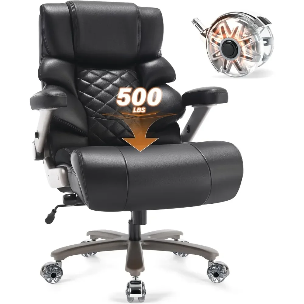 

500lbs Big and Tall Office Chair-Large Computer Chair with Adjustable Lumbar Support 3D Flip Arms Plus Size Wheels, High Back