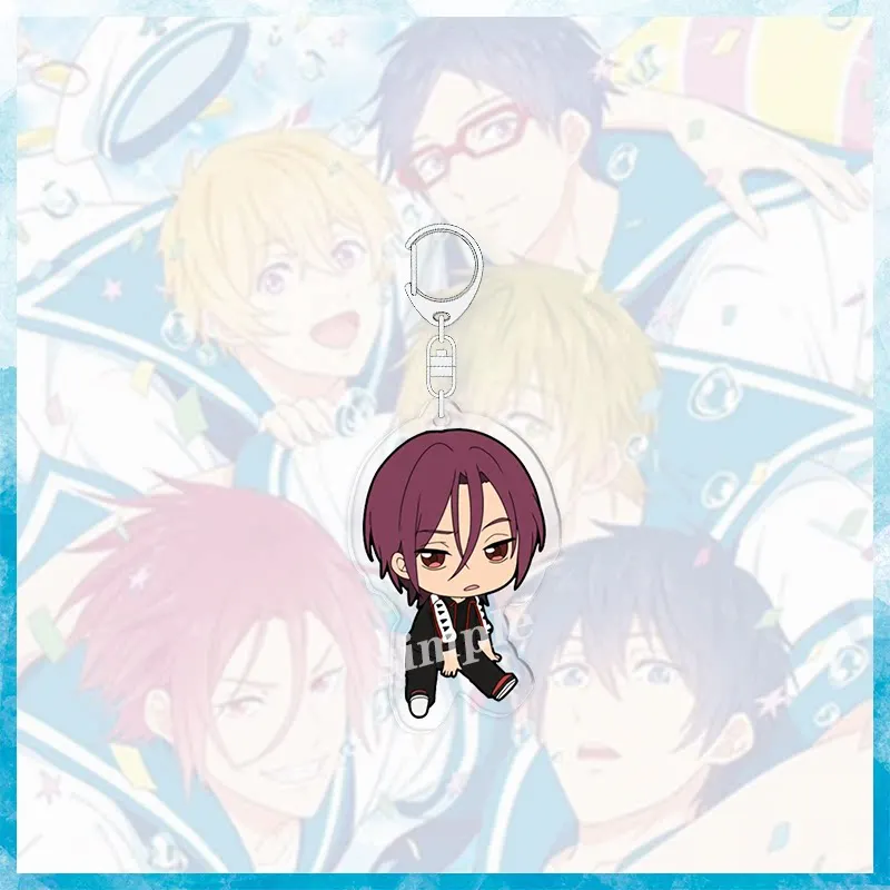 Anime Free! Matsuoka Rin Petanko Ver Q-Style Human-shaped Acrylic Pendant Keychains Bag Decorations