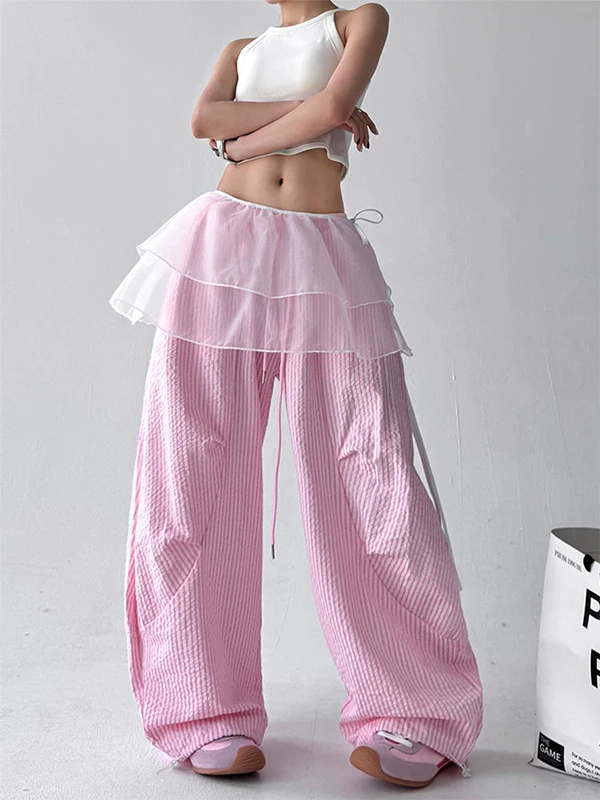 

Широкие брюки с высокой талией для мужчин и женщин, летние, большой размер 300, с эластичной резинкой на талии, повседневные прямые брюки с лезвиями, вертикальные полоски