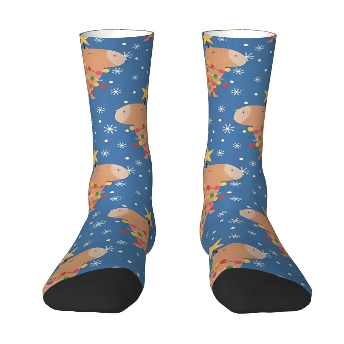 Autumn Winter Colorful Men's Women's Capybara Christmas Tree Socks Cute Capybara Funny Love Art Non-slip Sports Socks