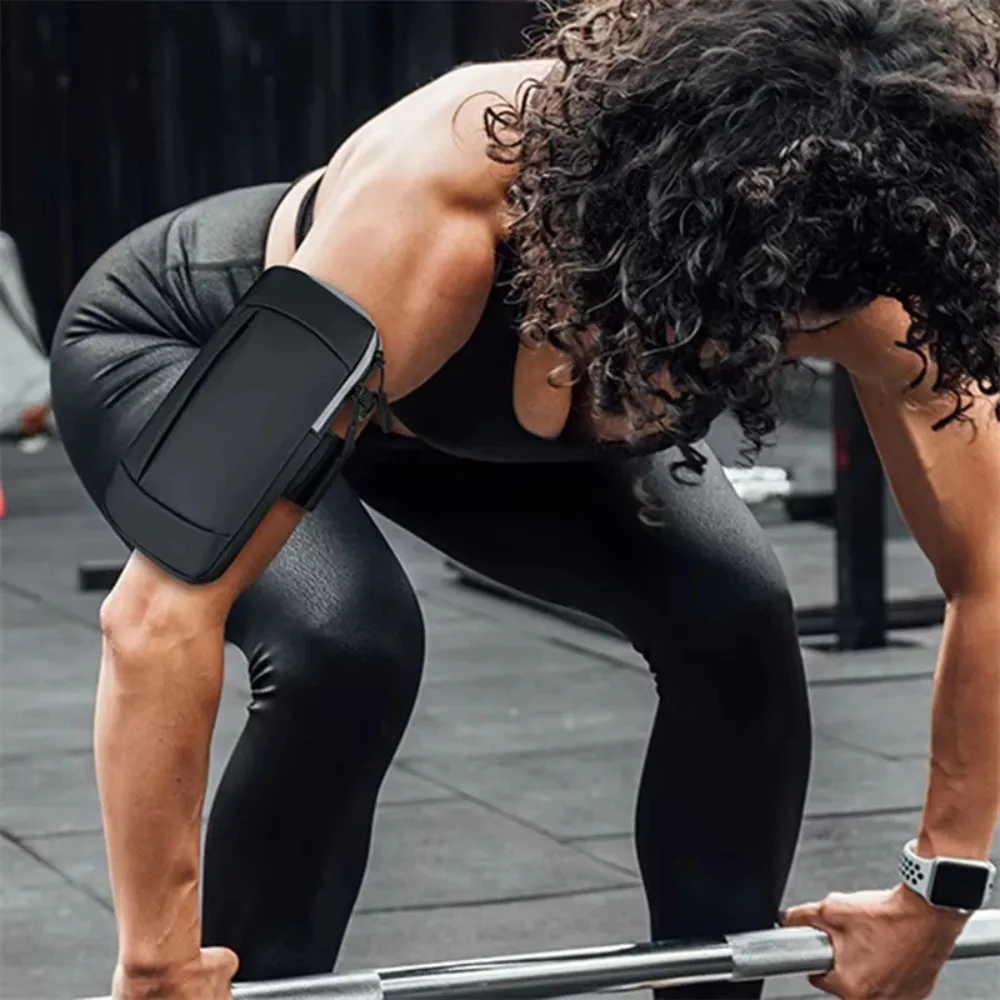 حقيبة هاتف بذراع الجري للجنسين، معدات اللياقة البدنية المحمولة مع حزام معصم لممارسة حامل الهاتف المحمول للرجال والنساء