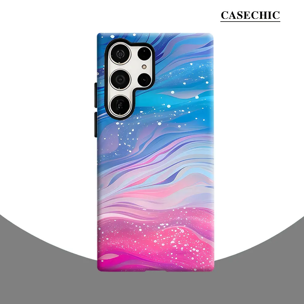 Blue - Pink Wave Flow Phone Case for Samsung Galaxy S26 S25 Ultra S24 S23 Ultra Plus Shockproof Double layer tough Back Cover