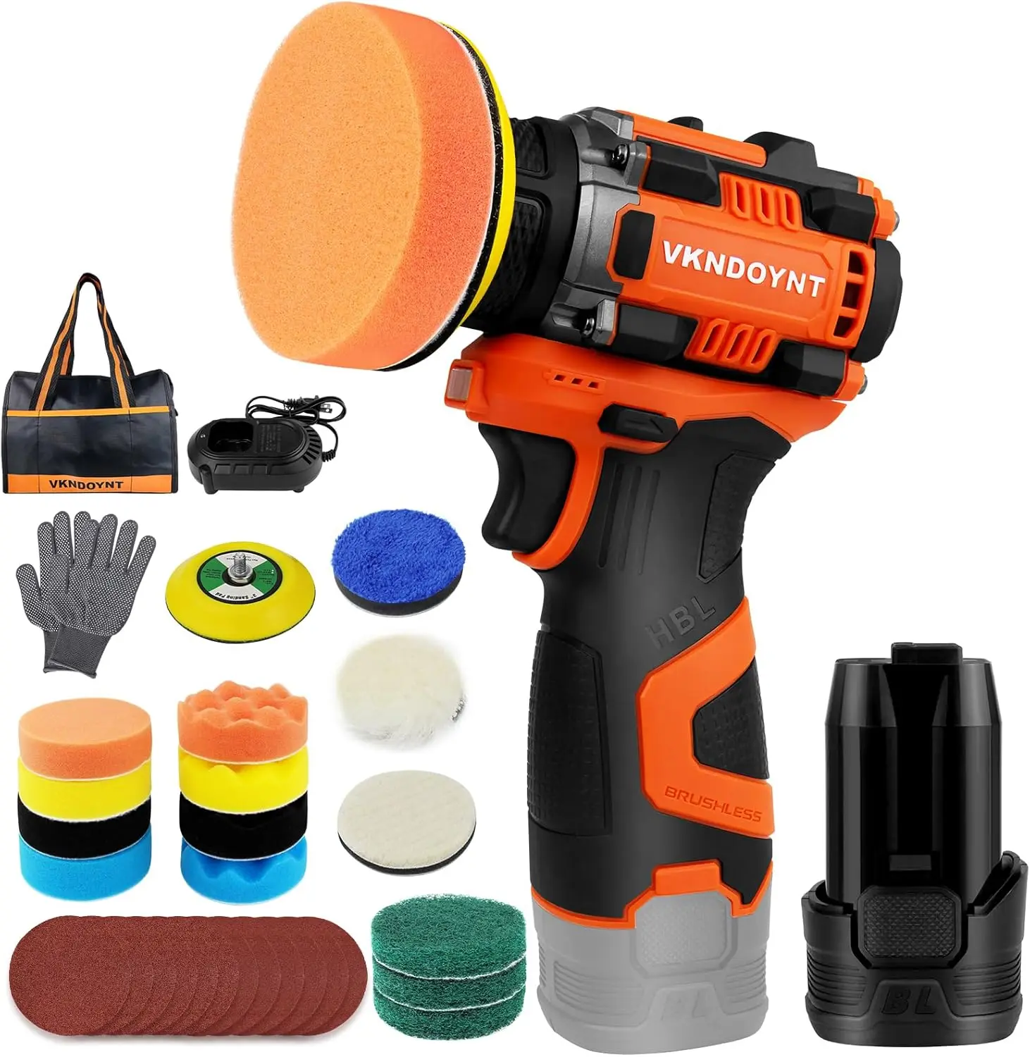 

3" Cordless Polisher & Sander Kit, 2-Speed Brushless Motor, 3.0Ah Battery, 31 Accessories for Car Detailing