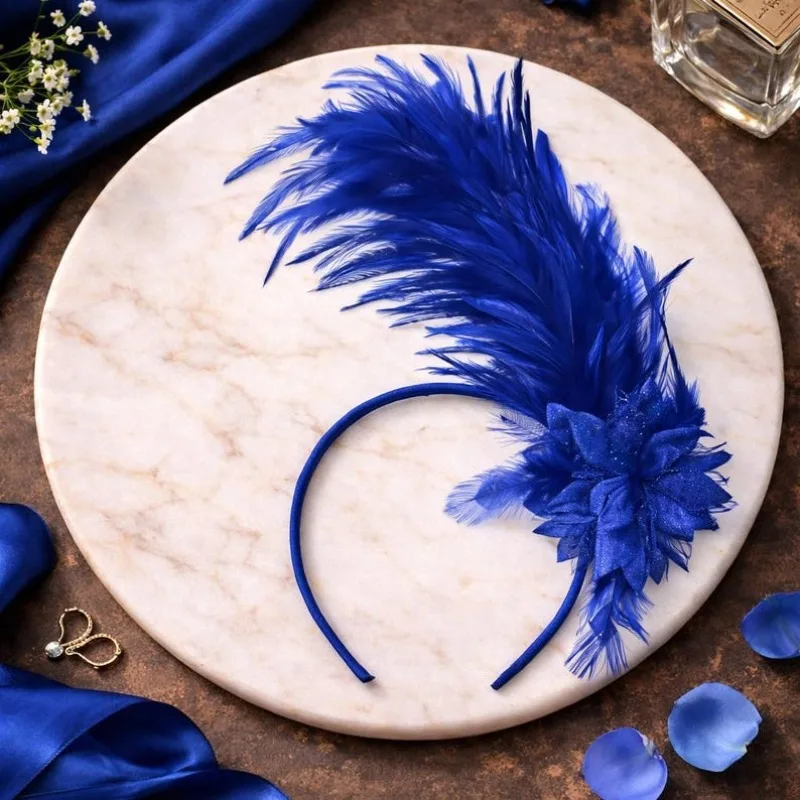 1920s Feather Fascinator Hat – Floral Tea Party Headpiece – Gatsby Derby Fascinator – Vintage Inspired Hair Accessory