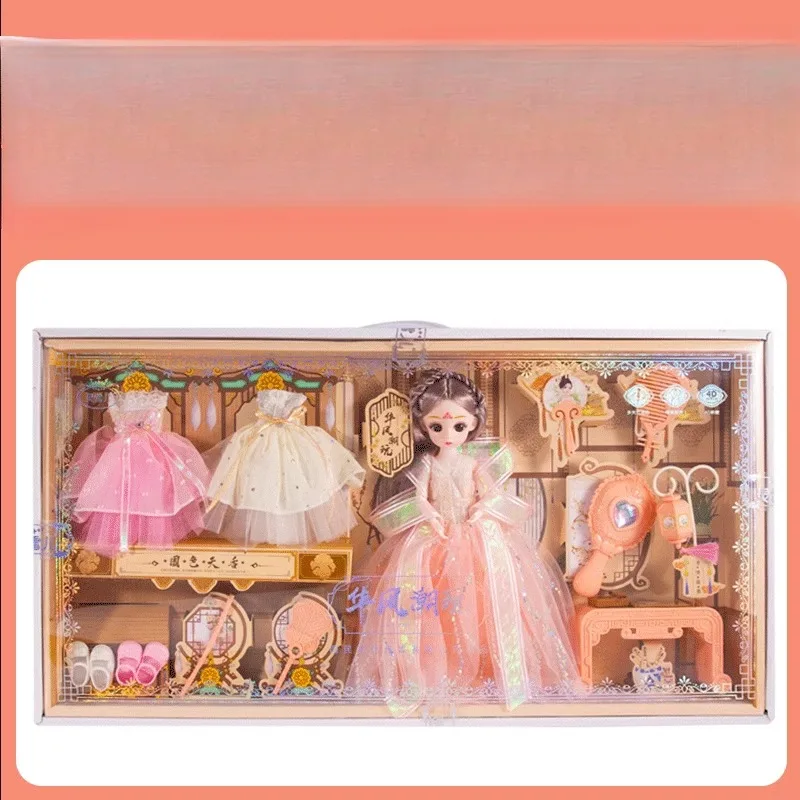 Cartoon Barbi Doll Large Princess Gift Box Set Children Toy Fashion Music Dress Up Doll Play House Girl Kids