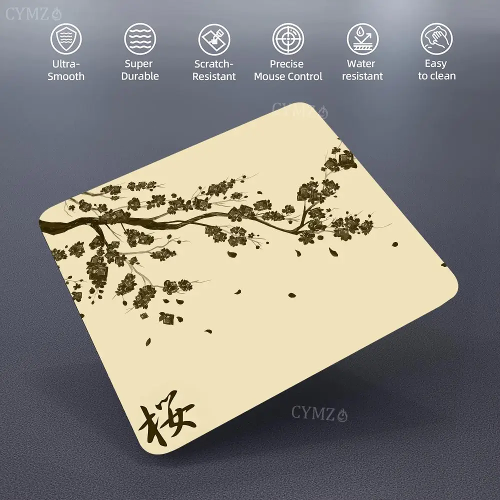 แผ่นรองเมาส์ลายดอกซากุระ ดีไซน์สวยงาม ขนาดเล็ก ขอบเย็บอย่างดี กันลื่น ทนทาน อุปกรณ์เสริมคอมพิวเตอร์ แผ่นรองสำหรับแล็ปท็อปและสำนักงาน