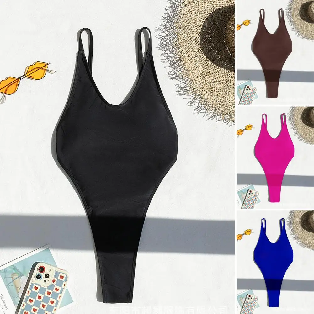Maillot de bain dos nu élégant col en v Monokini maillot de bain pour femmes dos nu une pièce Bikini avec ajustement améliorant les figures maillots de bain sexy