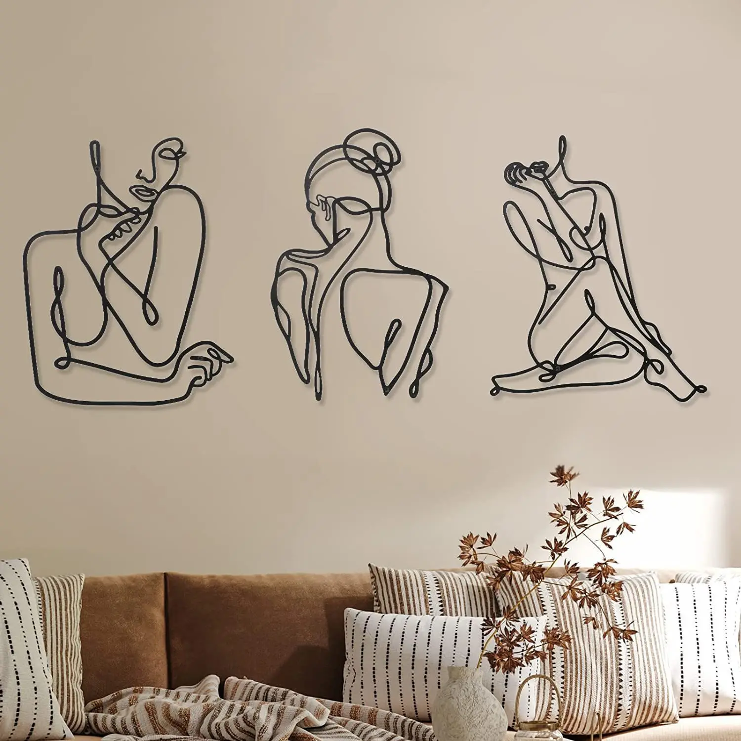 

Black Metal Line Art Wall Decor Minimalist Female Body Abstract Iron Wall Hanging Sculpture for Home Living Room Bedroom