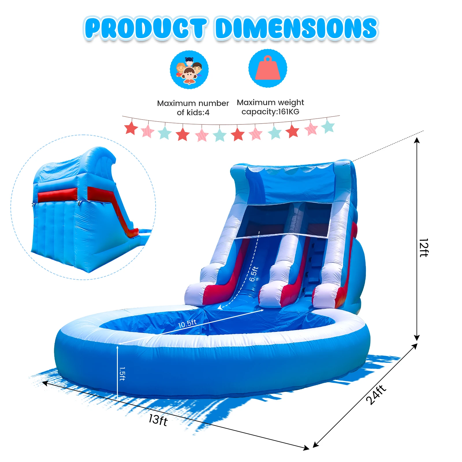 24x13x12ft comercial inflável onda corrediça de água piscina bounce casa ventilador comercial crianças playground brinquedos de verão ao ar livre