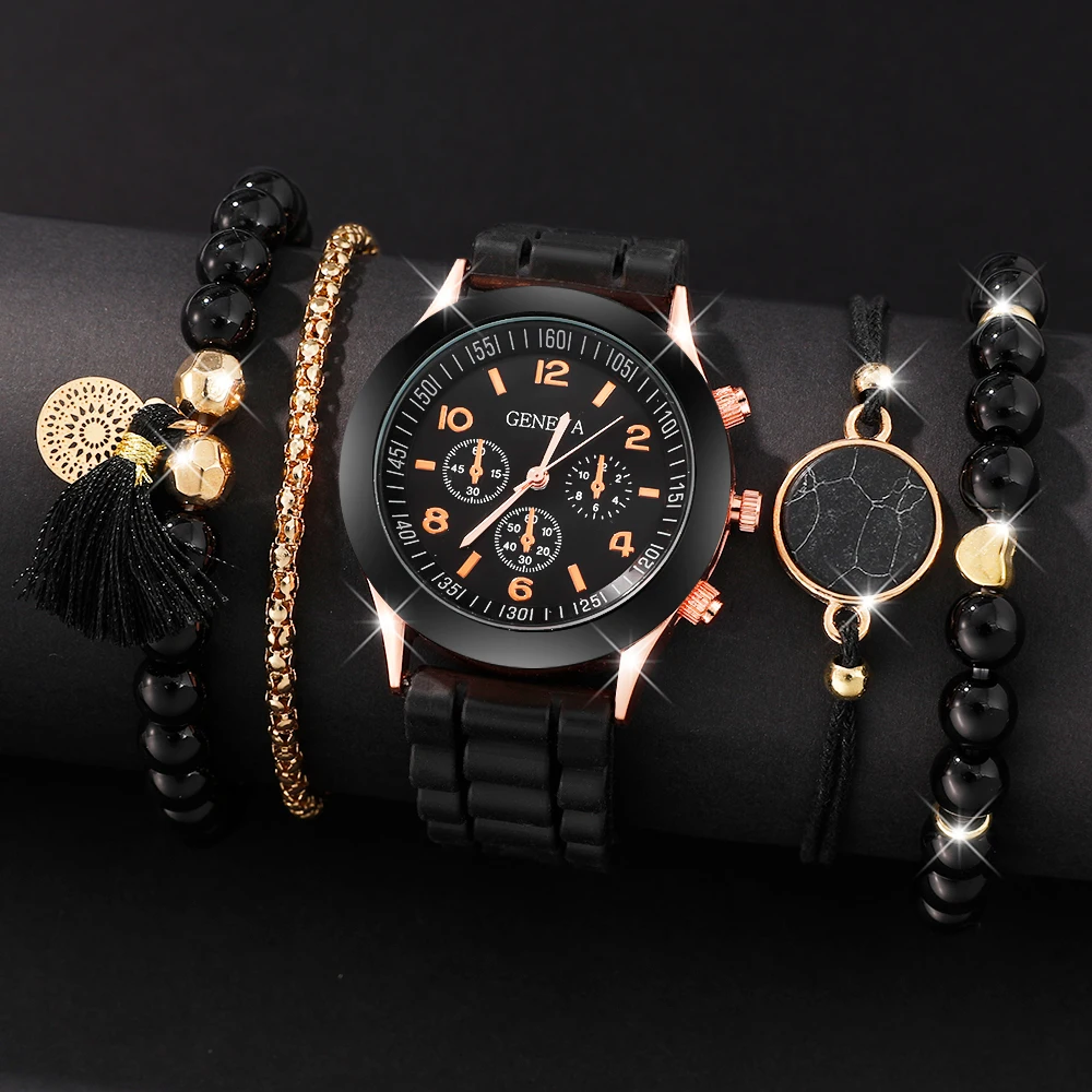 5PC Fashionable Women's Quartz Watch  Watch For Christmas And Halloween, Suitable For All Holiday Occasions