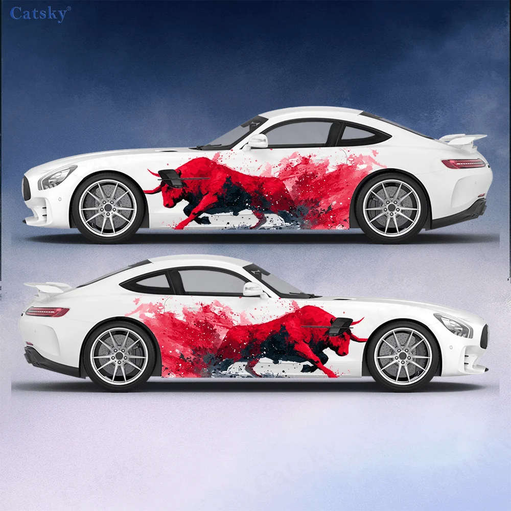 

Red Forest Running Red Cow Car Side Sticker Decoration,PVC Waterproof Scratch Resistant Decal,Car Protect,Auto Accessories Gift