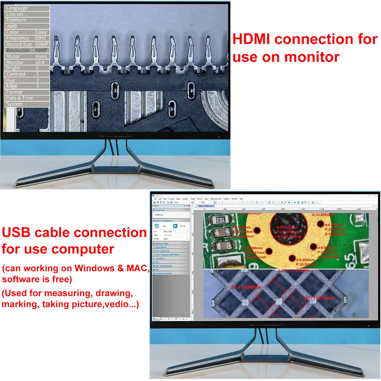 YIZHAN 4K 1080P HD Electronic Microscope HDMI 60PFS USB Microscope Camera Industrial Video Digital Microscope For PCB Soldering