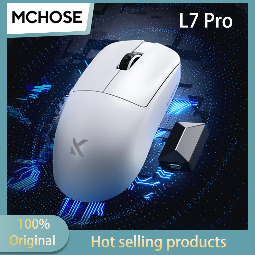 

MCHOSE L7 Pro Wireless Mouse Gaming Esports 2.4G Bluetooth Wired PAW3395 Rechargeable Portable Lightweight Ergonomic Notebook
