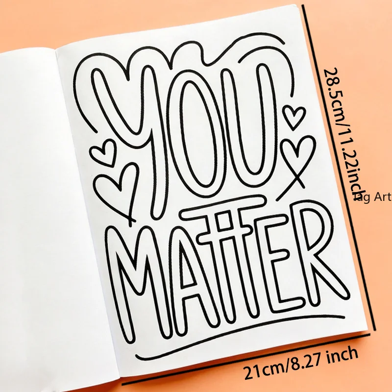 A Growth Inspirational Slogan Meditation Coloring Copy Album, Positive Energy Short Sentence Line Coloring Book, 28 Pages