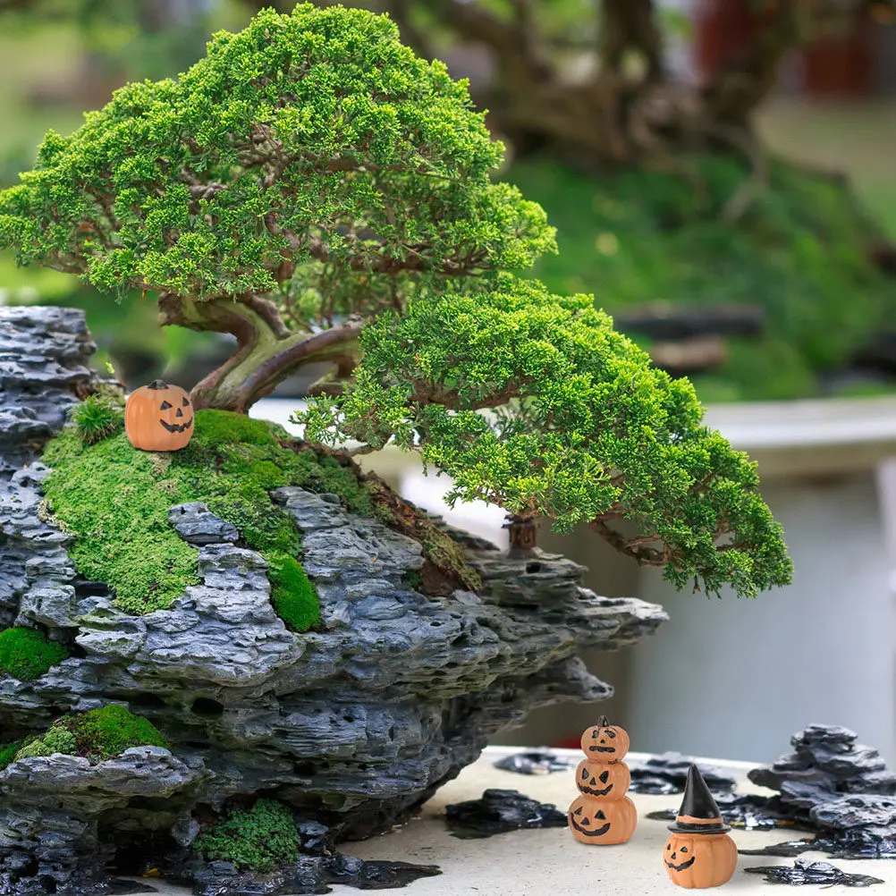 6Pcs Premium Resin Pumpkin Ornaments Realistic Halloween Home Decor for Living Room Bedroom Office Shelf Desktop Windowsill