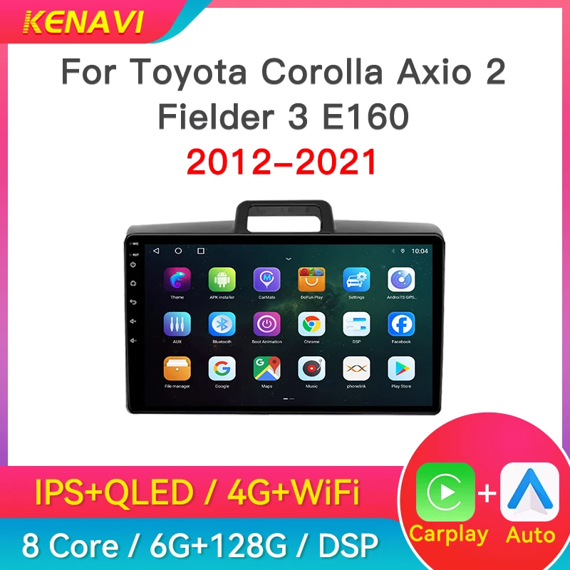 Car Radio For Toyota Corolla Axio 2 Fielder3 E160 2012-2021 GPS Wireless Carplay Android Auto Head Unit Center Multimedia Player