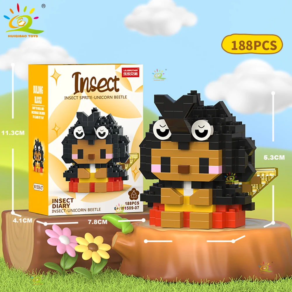 HUIQIBAO Mini Leuke Insect Micro Bouwstenen 3D Diamant Model BEE Slak Baksteen DIY Stad Bouw Speelgoed voor Kinderen Kid Gift