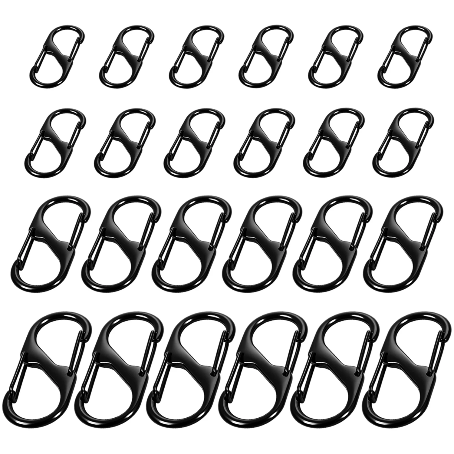 

24 Pcs Anti-Theft Zipper Locks 4 Size S Hook Carabiner Clips for Backpack Luggage Suitcase Purse Keys Security Zipper Pulls