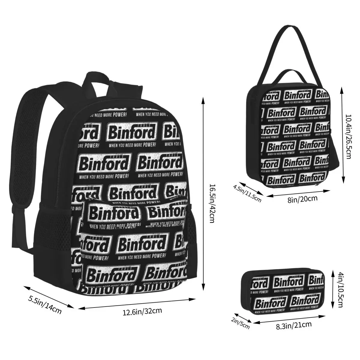 Binford Tools Backpacks Students Bookbag School Bags Children Rucksack Lunch Bag Pen Bag Three-Piece Set