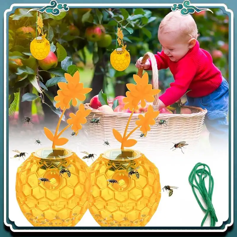Reliable 2 Pack Solar Wasp Trap Outdoor Hanging Upgrade LED Light Bee Traps Catcher Wasp Insect Killer