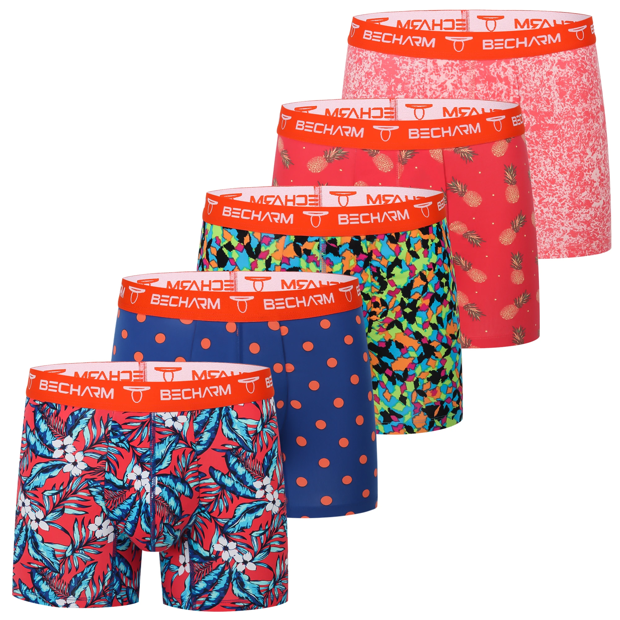 

New Becharm Men's Boxers 5pcs. mens Panties MenSports Shorts for Men Briefs Set Underwear Cotton Sexy Solid Clothing 5pcs.