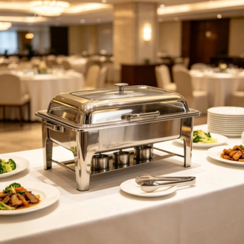 Stainless Steel Chafing Dish Rectangular Buffet Food Warmer With Visible Lid For Hotel Restaurant Banquet