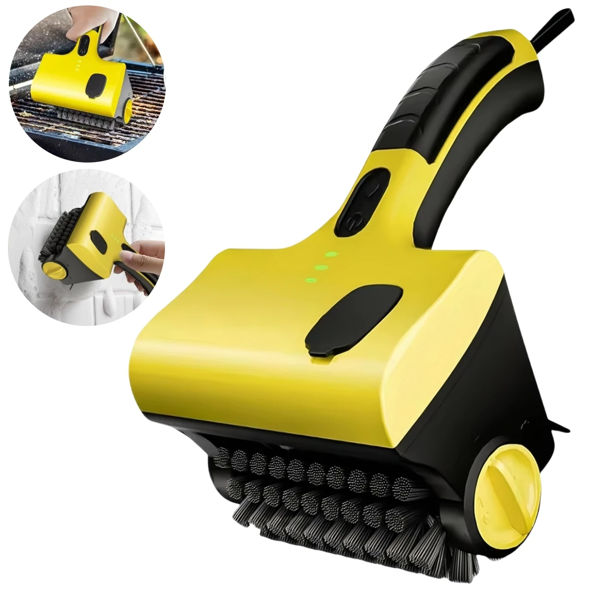 

Rechargeable Electric Grill Cleaner with Motor Driven Brush Head for Kitchen Tiles and For Outdoor BBQ Grill Surfaces