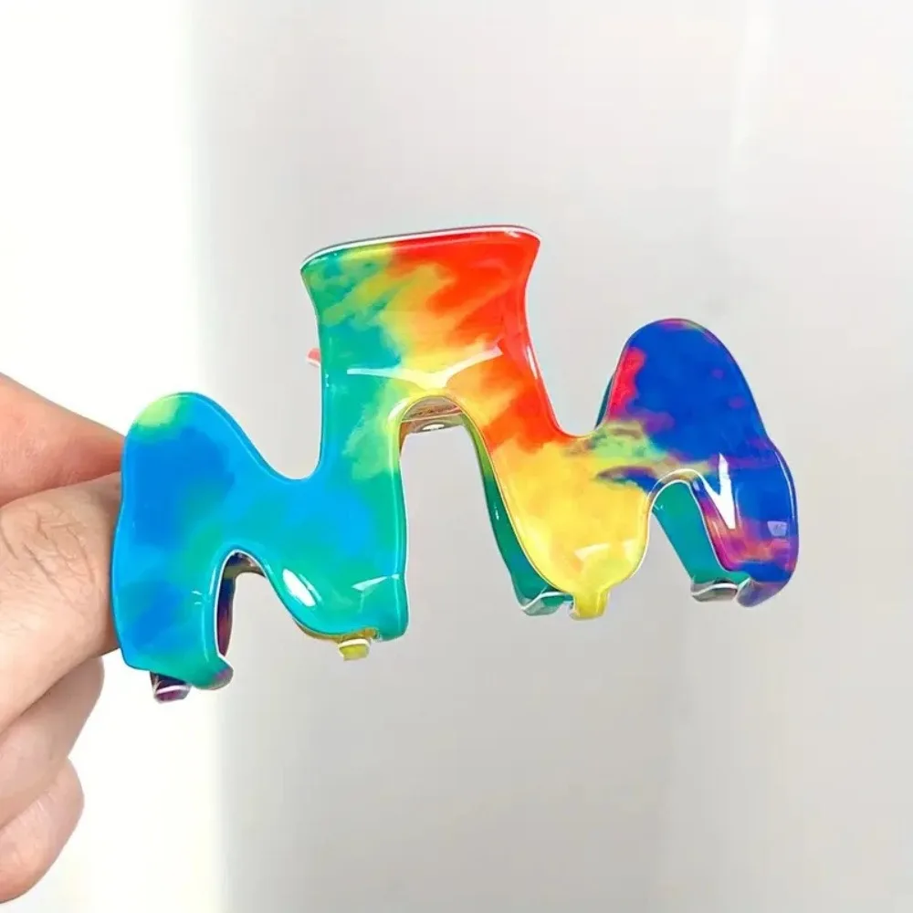 

Cute Acrylic M Shape Hair Claw Hair Accessories Headwear Rainbow Wave Crab Clip Shark Clip Korean Style Women Hair Claw Female