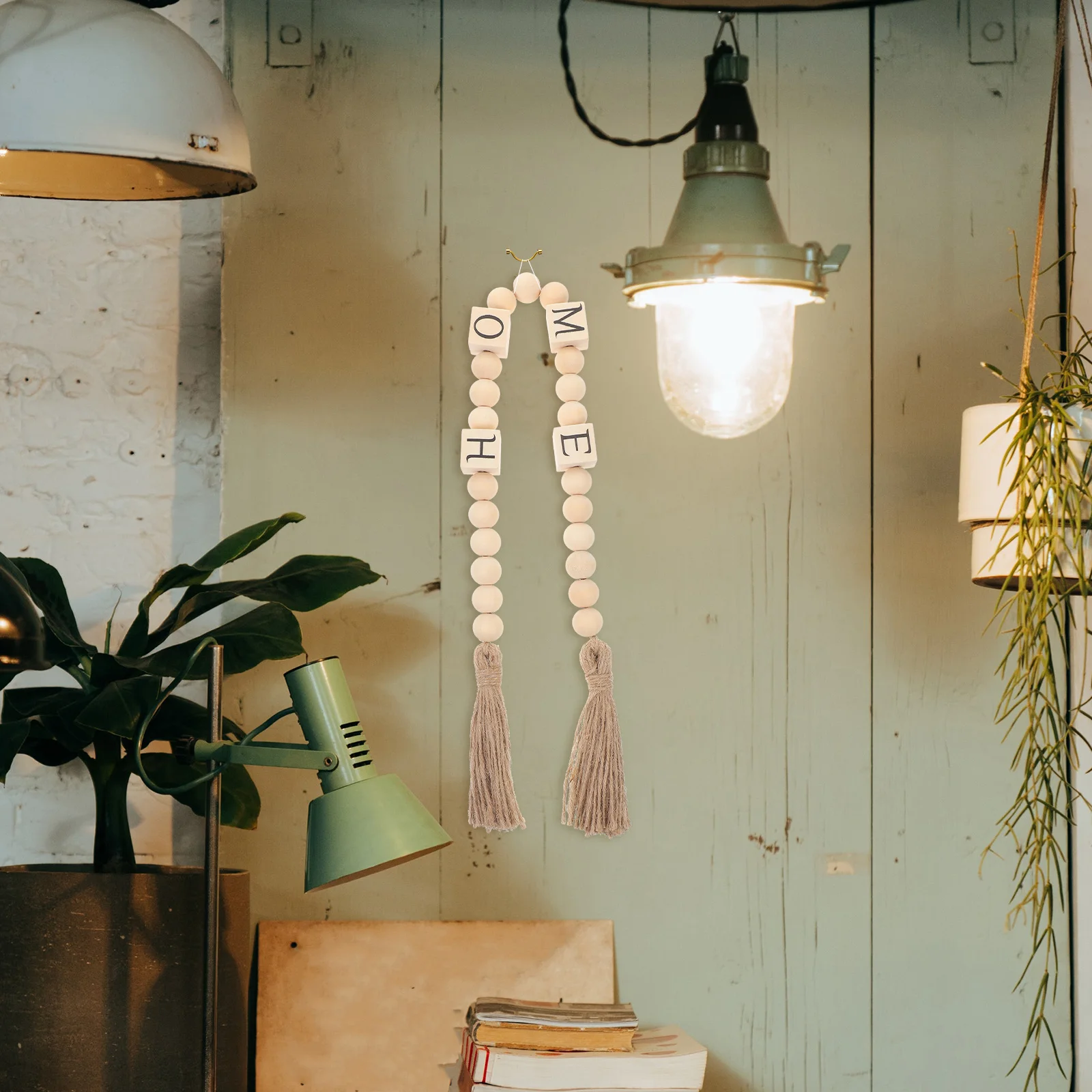

Rustic Wooden Beads Garland Tassel Hanging Decoration Farmhouse Tiered Tray Wall Rustic Beaded Garland for Home Party Wedding